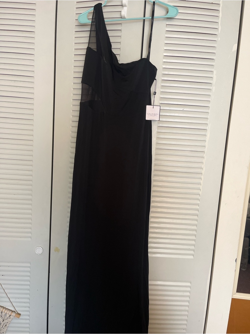 Laundry By Shelli Segal Black One-Shoulder Evening Gown